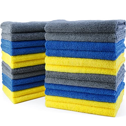 Microfiber Cleaning Towel Ultrasonic Cut Edgeless (Blue,gray,yellow)