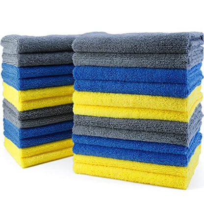 Microfiber Cleaning Towel Ultrasonic Cut Edgeless (Blue,gray,yellow)