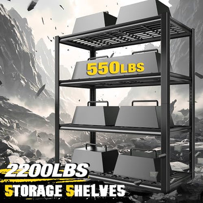 40" W Heavy Duty Garage Shelving Unit Load 2200Lbs (40"W x 19.7"D x 59.9"H)