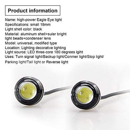10Pcs 18mm 12V Eagle Eye LED Car Fog DRL Daytime Running Light Backup Reverse Tail Rock Lights Small bulb (Black case / Blue light)