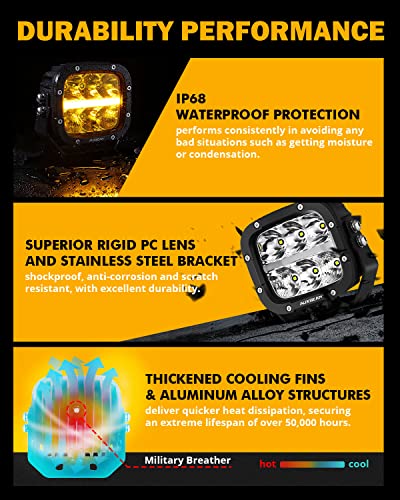 XP Ultra Series 5 Inch LED Pod Lights Offroad Light with Amber DRL (XP-Ultra 5 Inch Amber/White Combo & DRL)