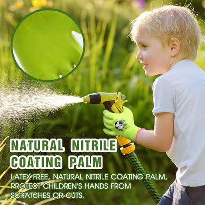 3 Pairs Kids Gardening Gloves (Green & Yellow & Orange (Pack of 3) / Medium (Age 4-5))