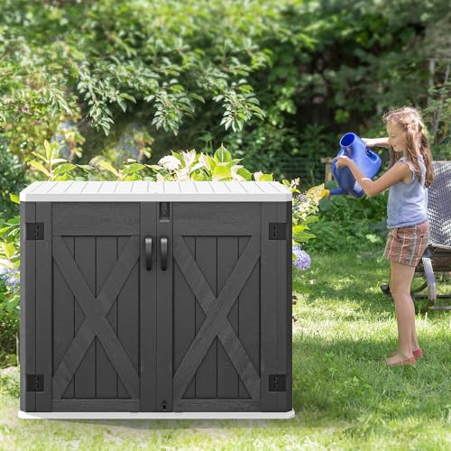 Outdoor Resin Storage Sheds with X (X-Shaped-4.3x3.4ft / Dark Gray)