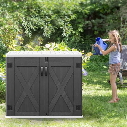 Outdoor Resin Storage Sheds with X (X-Shaped-4.3x3.4ft / Dark Gray)