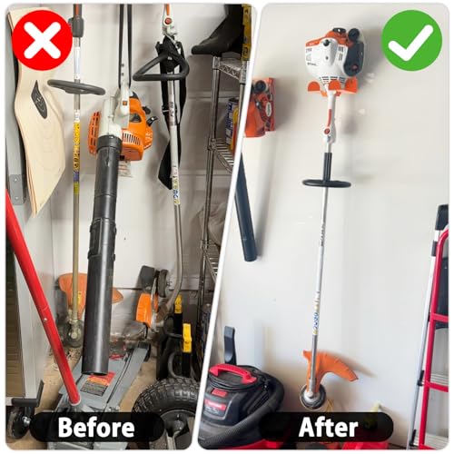 Trimmer Rack Wall Mount Heavy Duty Weedeater Hanger for Garage Wall Bracket Garage Organizer Weed Eater Hanger for Grass Trimmer (2 Pack)