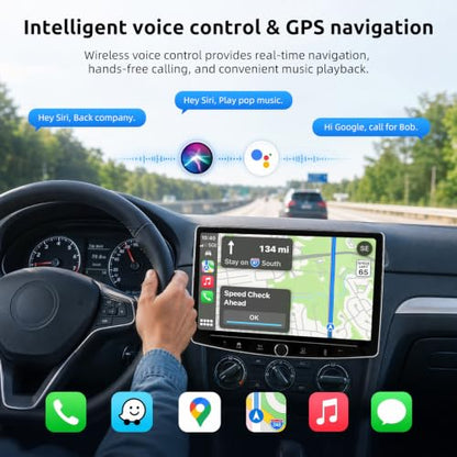 10.1" Single Din Car Stereo with Wireless CarPlay and Android Auto (10.1")