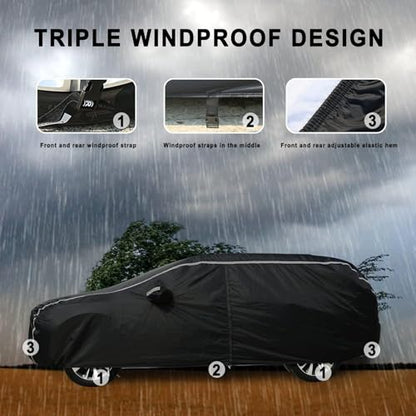SUV Car Cover Waterproof All Weather (Black-White / YXL: for SUV (Length 191"-205"))