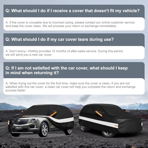 10 Layers SUV Car Cover Custom Fit for Cadillac XT5 (Black Gray / Custom Fit for Cadillac XT5/SRX)