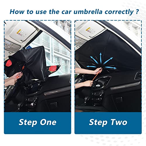 Strawberry Windshield Sun Shade Umbrella Fruit Flowers Leaves Foldable Car Front Window Sunshade Blocks UV Rays Heat Keep Vehicle Cool (multi 16)