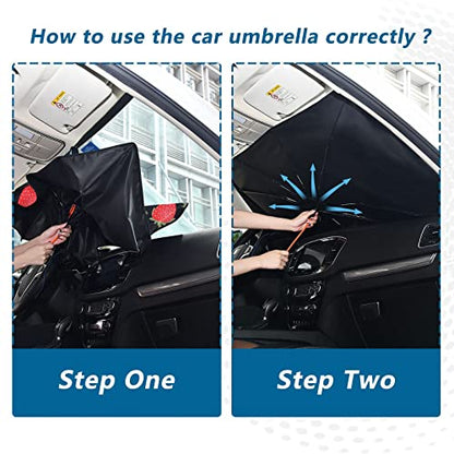 Strawberry Windshield Sun Shade Umbrella Fruit Flowers Leaves Foldable Car Front Window Sunshade Blocks UV Rays Heat Keep Vehicle Cool (multi 16)