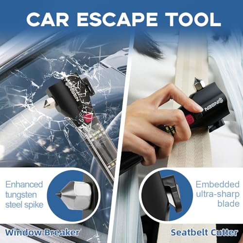 Car Safety Hammer Flashlight (Black / 7.8in)