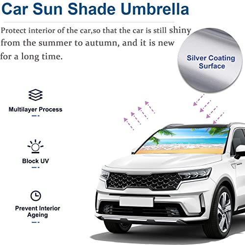 Tropical Palm Beach Car Windshield Umbrella (One Size / Tropical Palm Beach)
