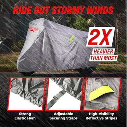 Heavy Duty Motorcycle Cover for XL Touring (Light Gray / [XL] 108"L x 42"w x 60"H)