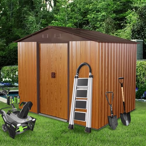 6x8 FT Outdoor Storage Shed (6x8 FT/No Window / Coffee)
