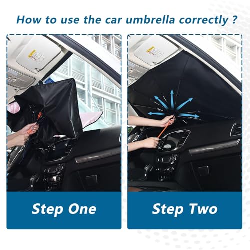 Windshield Sun Shade Umbrella Pink Bows Printed Foldable Car Front Window Sunshade Blocks UV Rays Heat Keep Vehicle Cool 55"x27.5" (multi 21)