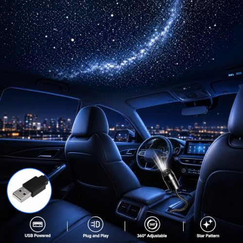 2PCS USB Car LED Interior Lights (Black)