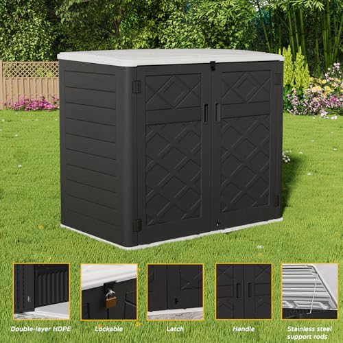 Resin Outdoor Storage Shed (Black-White 48Cu.ft)