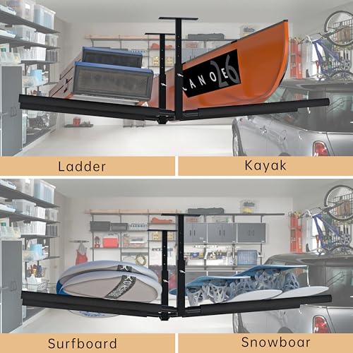 Double Ladder & Kayak Ceiling Storage Rack (Adjustable Double-Sided)