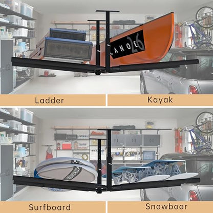 Double Ladder & Kayak Ceiling Storage Rack (Adjustable Double-Sided)
