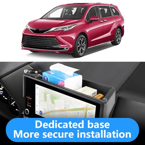 Car Phone Holder Center Console Organizer Tray for Toyota Sienna 2025 2026 [ 12.3 inch Touch Screen ]Auto Interior Accessories Best Cell Phones Mount Mobile CellPhone Stand Dashboard Storage Accessory ([Tray&phone holder]for Toyota Sienna 25-26[12.3in])