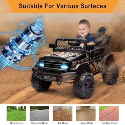 12V Kids Ride On Truck Car with Remote Control (Black)
