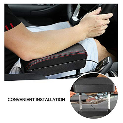Auto Car Armrest Extender Support Elbow & Forearm Arm Wrist Rest Support Adjustable Height Comfort Pad Universal Fit for Most Car Models Center Console (Red with Organizer)