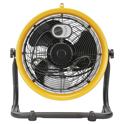 fans - 14”-Blade High-Velocity Drum Fan Industrial Grade (Yellow, 2-in-1): 2,300 CFM, 4-Speed, 360 Degree Adjustable Drum Head, Dual Ball Bearing Motor with Die-Cast Cover (HVD-14AC) (Yellow / Floor)