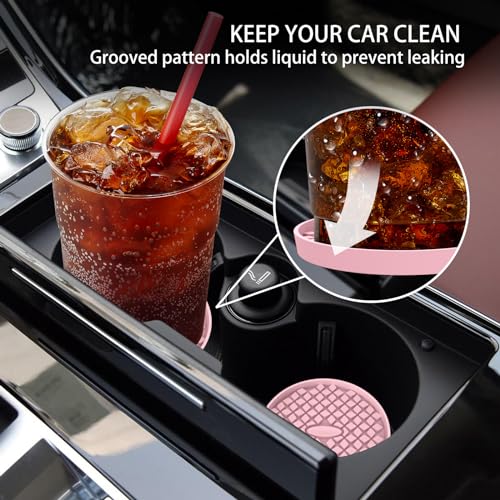 Car Cup Coasters [4 Pack] Silicone Car Coasters (4 Pack-dusty Rose)