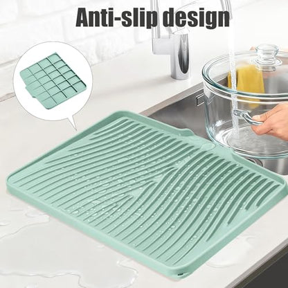 Silicone Dish Drying Mat for Kitchen Counter (Mint-1pc / 20" x 15")