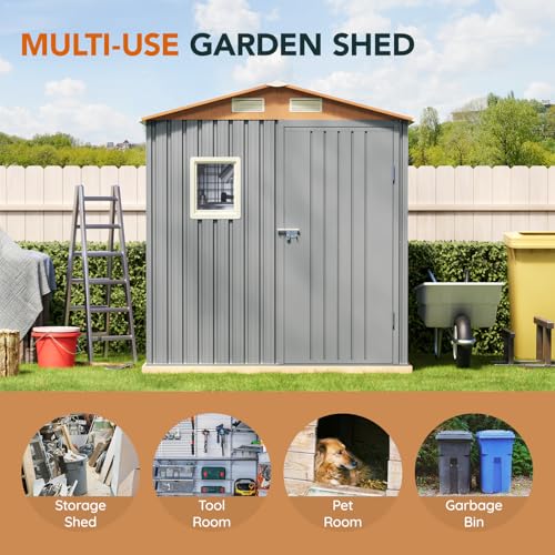 6x4FT Multi Used Shed & Outdoor Storage Shed (Matte gray / 6*4FT(Base Not Included))