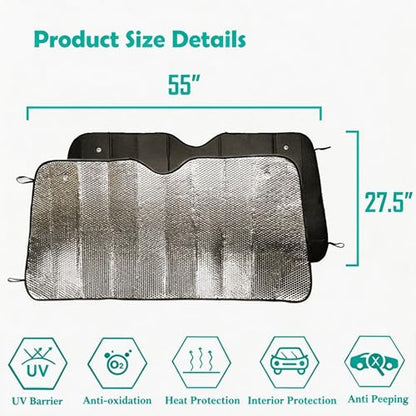 Windshield Sun Shade UV Rays Sun Visor Shade (Black)