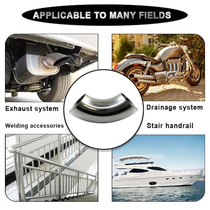 OD 1.25 Inch 90 Degree Stainless Steel Bend Tube Exhaust Elbow Pipe for Car Modified Exhaust System 1.25" Piping Silver Tone (1.25”)