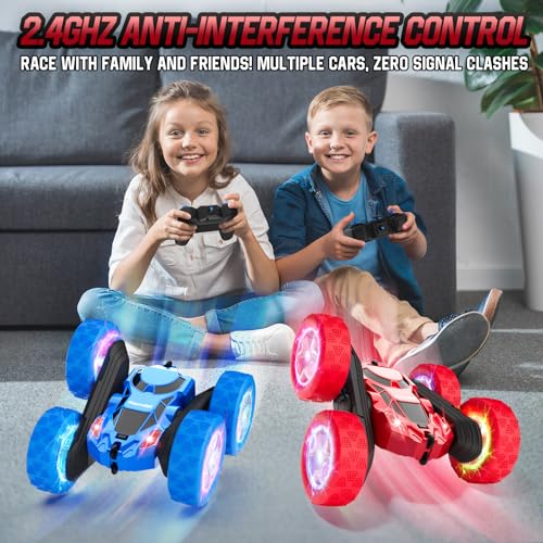 Remote Control Car for Kids Ages 6 (Red / Glow (Headlights & Wheel Lights))
