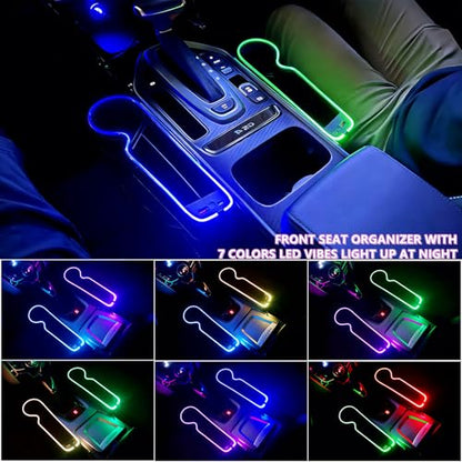 7 Colors LED Car Seat Gap Organizer with 56W Fast Charger 2 Pieces