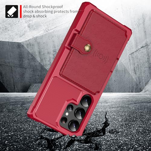 for Samsung Galaxy S24 Ultra Case with Card Holder (Red / Samsung Galaxy S24 Ultra)