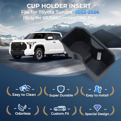 Cup Holder Inserts for Toyota Tundra 2026 2025 2024 2023 2022 (Cup Holder for 2022-2026 Tundra)