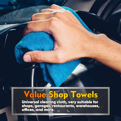 Blue Microfiber Cleaning Cloths 100 Pack (Blue / 11.5 x 11.5 Inch)