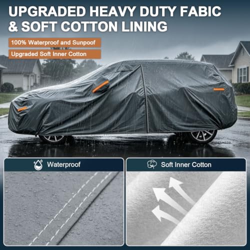 16 Layers Hatchback Car Cover Waterproof All Weather Heavy Duty (3 Hatchback Car Cover / 3 Fit Hatchback Length 162-175 inch)