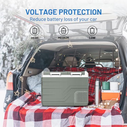 12 Volt Refrigerator Portable Refrigerator for Car 33 Quarts Car Fridge Portable 12V Dual Zone Fridge Freezer 12 (Green / 33QT)