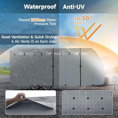 RV Cover 20 22ft (Travel Trailer Cover(Grey) / Fits 20-22FT)