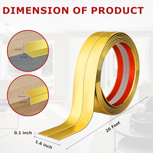 Wall Corner Protector Peel and Stick Corner Trim Molding (1.6 In x 20 Ft / Gold)