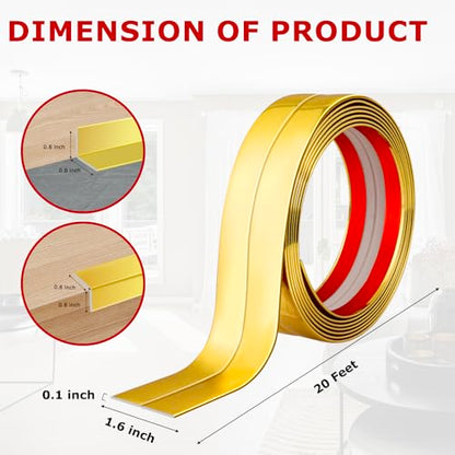 Wall Corner Protector Peel and Stick Corner Trim Molding (1.6 In x 20 Ft / Gold)