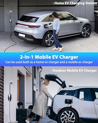 Level 1 2 EV Charger 16Amp Electric Car Charger for J1772 BEVs (Black / 16A EV Charger)