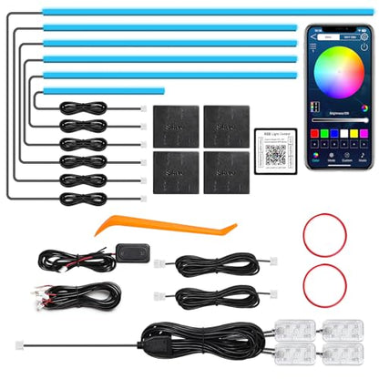 Acrylic Interior Car LED Strip Light with Wireless APP (RGB Color 10 in 1)