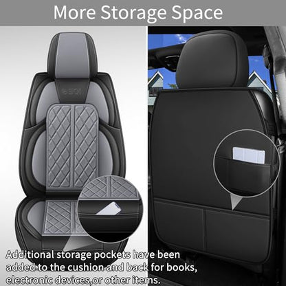 Car Seat Cover Custom Fit for Dodge Ram 1500 2500 3500 2002 (Black & Grey / Full Set (Flat Rear))