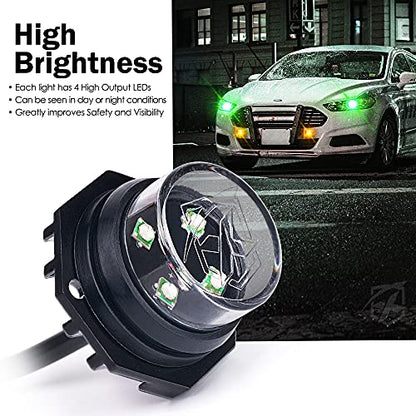 Amber Green LED Hideaway Strobe Lights Kit (Amber Green / 8 pcs)