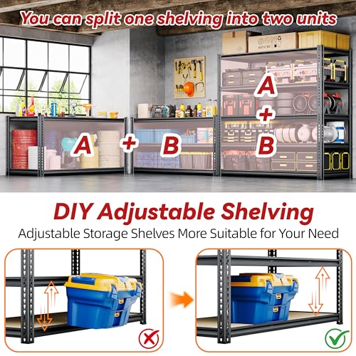 48"W Garage Shelving Heavy Duty (48"W x 72" H x 24" D)
