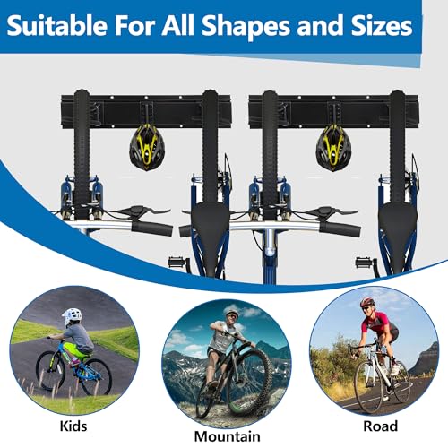 60.36in Vertical Wall Bike Rack Holds 6 Bikes 5 Helmet Hooks (6 Bikes - 20 inch - 3 Panels)