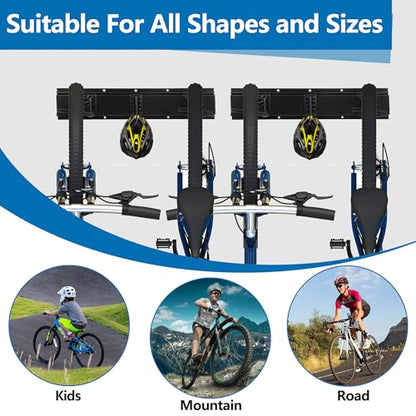 60.36in Vertical Wall Bike Rack Holds 6 Bikes 5 Helmet Hooks (6 Bikes - 20 inch - 3 Panels)