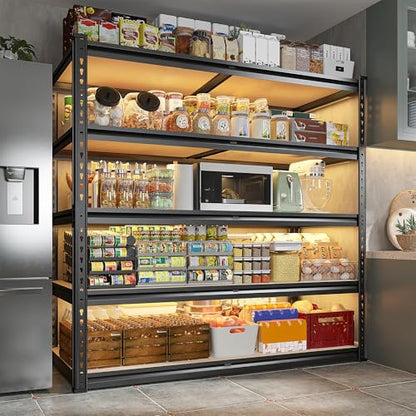 2500LBS Garage Shelving Heavy Duty 72''H Storage Shelves 40" W Heavy Duty 5 Tier Metal Shelves Adjustable Pantry Shelf for Closet Pantry Basement Kitchen Warehouse 72" H x 40" W x 20" D (20"D x 40"W x 72"H)